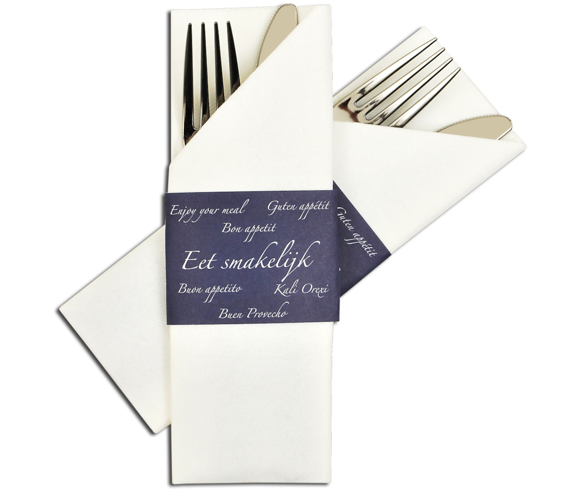 NAPKIN Sleeve "Guten Appétit" dunkelblau, 320 Stück
