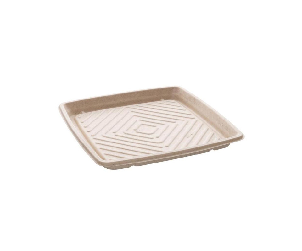 BEPULP Servierplatte quadratisch Bagasse 310x310x30mm, 1x25 Stück12