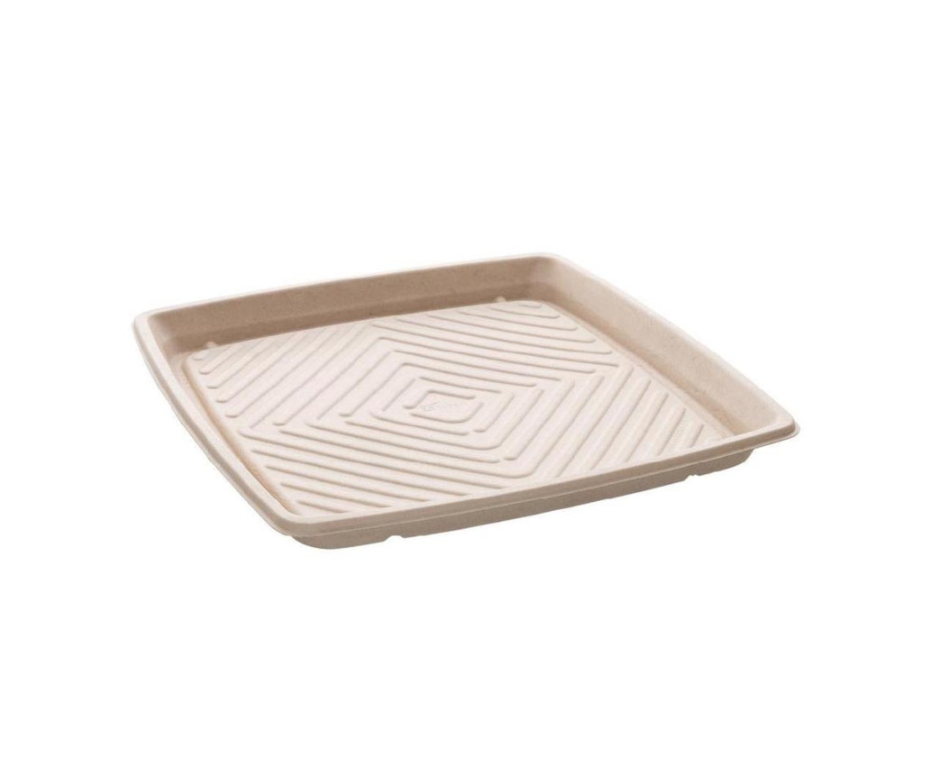 BEPULP Servierplatte quadratisch Bagasse 360x360x30mm, 1x25 Stück