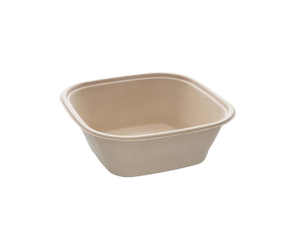 BEPULP Schale quadratisch Bagasse 27x27x9cm, 50 Stück
