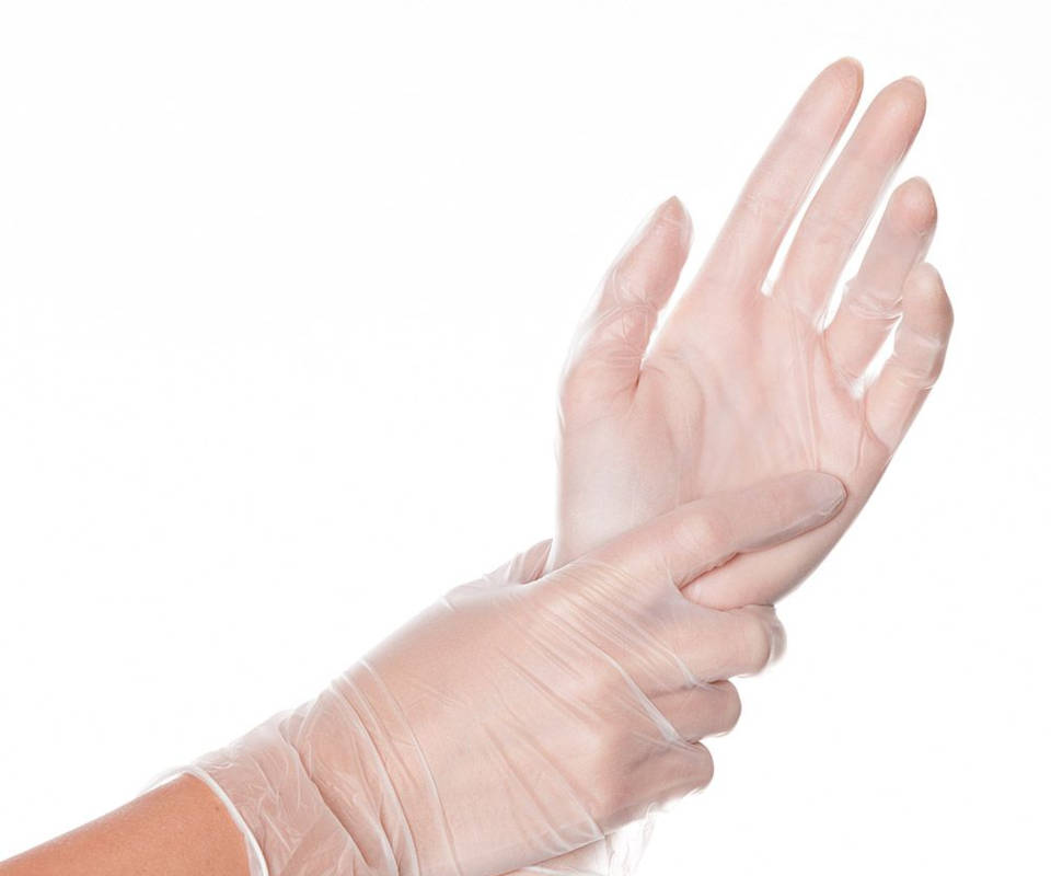 Vinyl-Handschuhe S gepudert transparent, 100 Stück