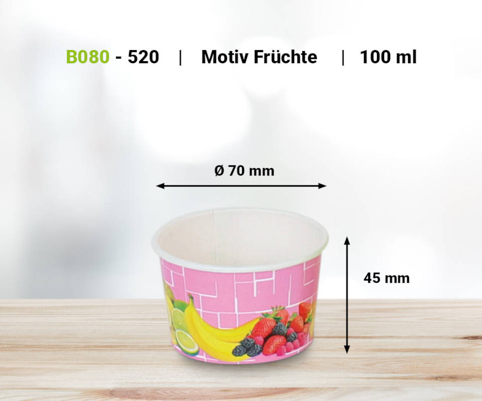 Eisbecher mit Früchtedruck 100ml, 1400 Stück