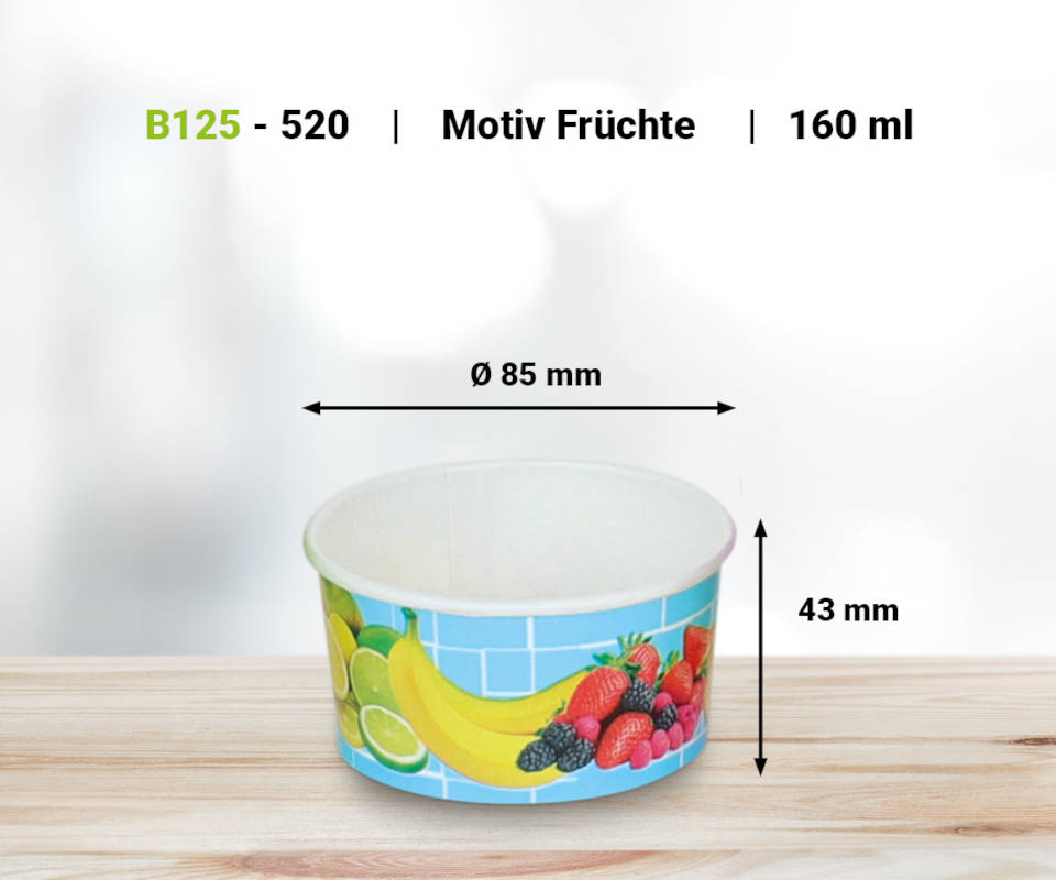 Eisbecher mit Früchtedruck 160ml, 1500 Stück