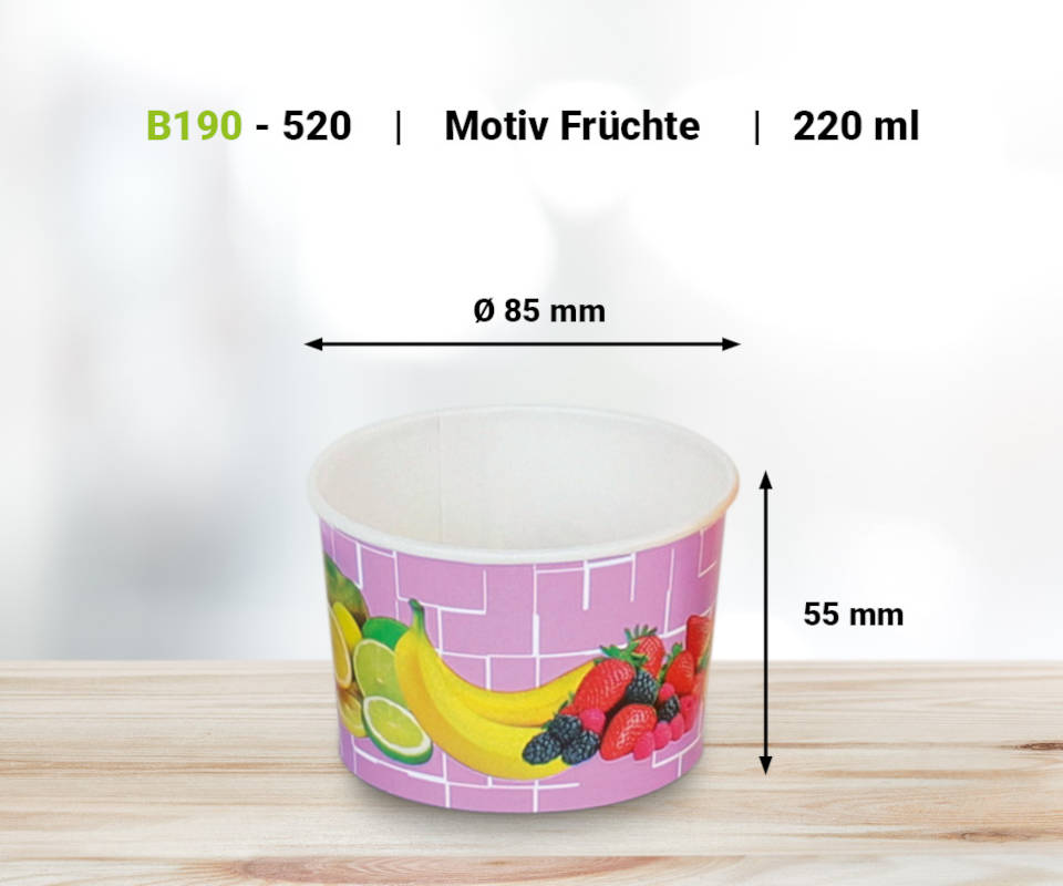 Eisbecher mit Früchtedruck 220ml, 1.350 Stück