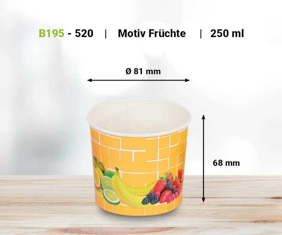 Eisbecher mit Früchtedruck 250ml, 1200 Stück