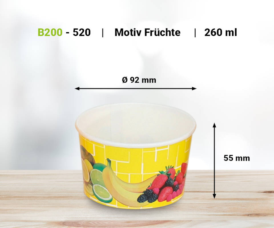 Eisbecher mit Früchtedruck 260ml, 1200 Stück