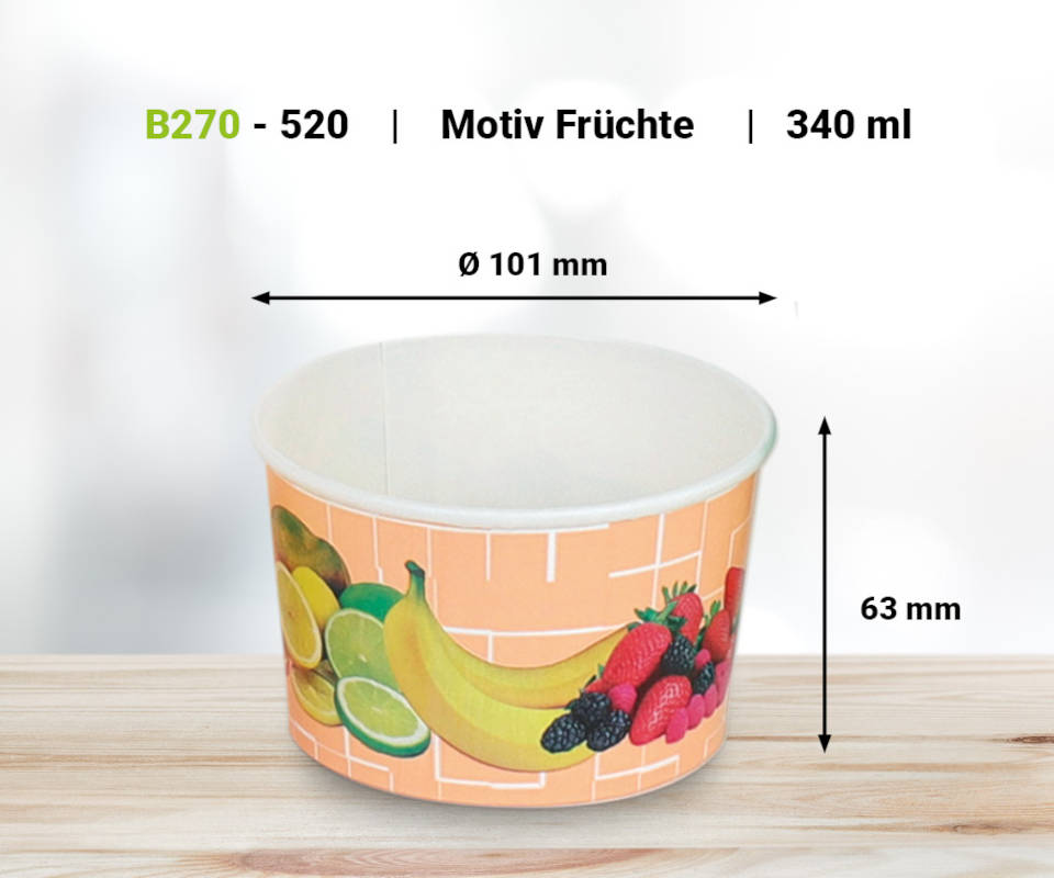 Eisbecher mit Früchtedruck 340ml, 1000 Stück
