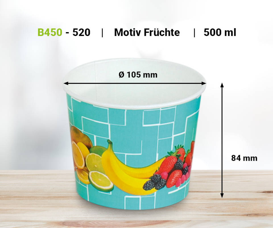 Eisbecher mit Früchtedruck 500ml, 900 Stück