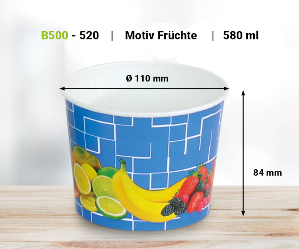 Eisbecher mit Früchtedruck 580ml, 1000 Stück