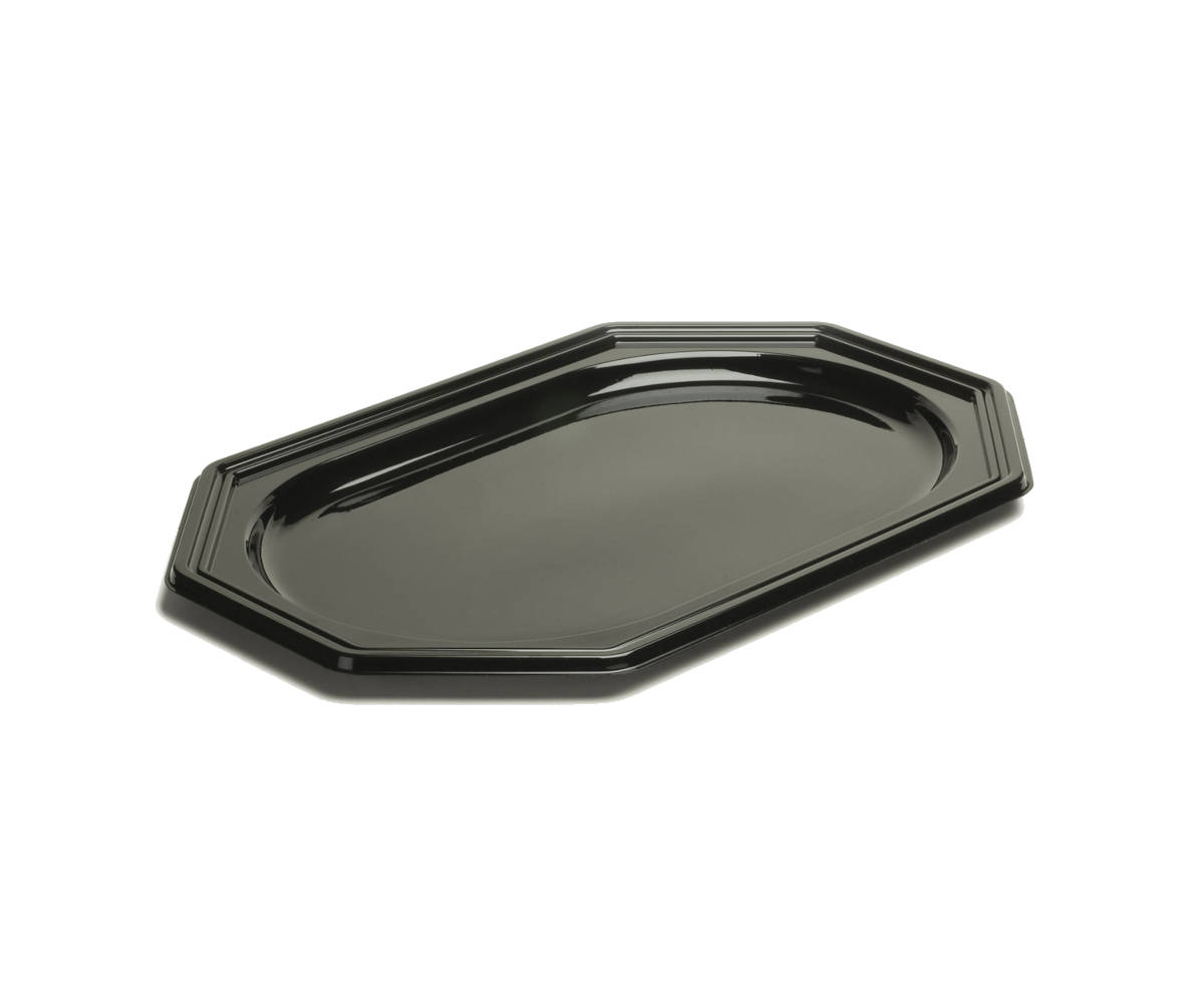 Cateringplatte de Luxe schwarz achteckig 460x300mm, 50 Stück