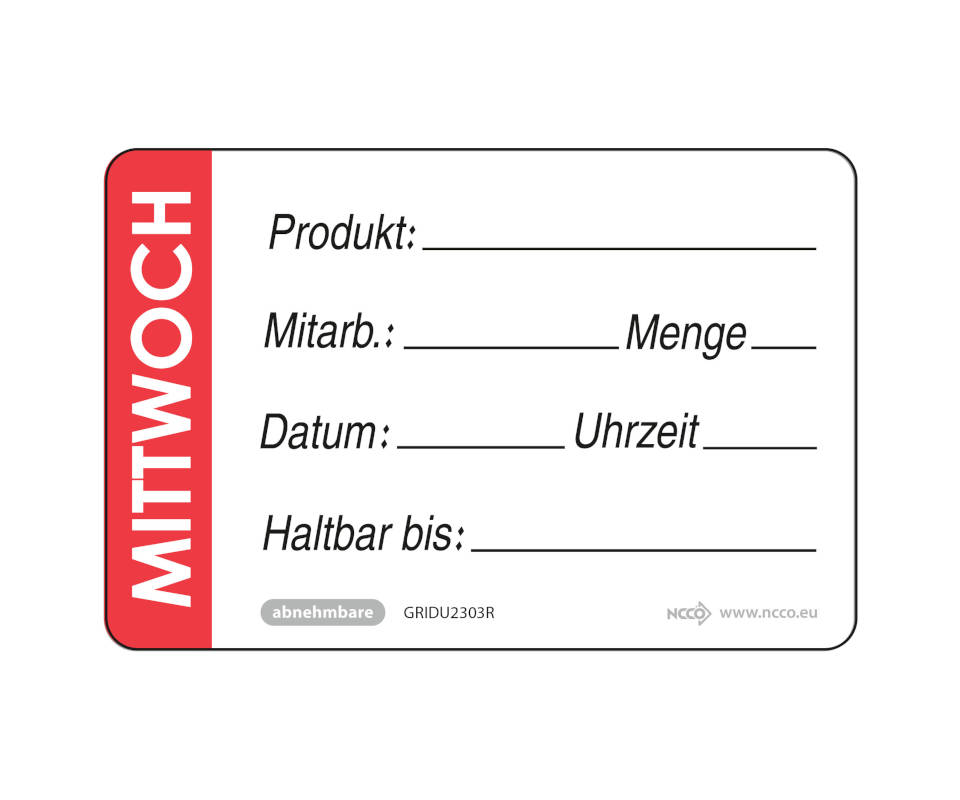 Date-It Label "Mittwoch" ablösbar 50x75mm, 500 Stück