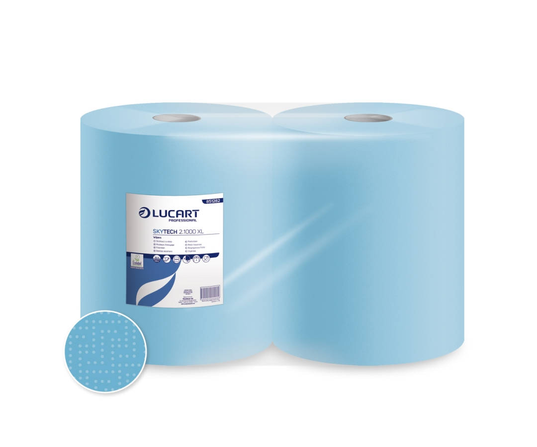 Großputzrolle blau 2-lagig, SkyTech 2.1000XL, 36cm x 360m, 1000 Blatt, 2 Rollen