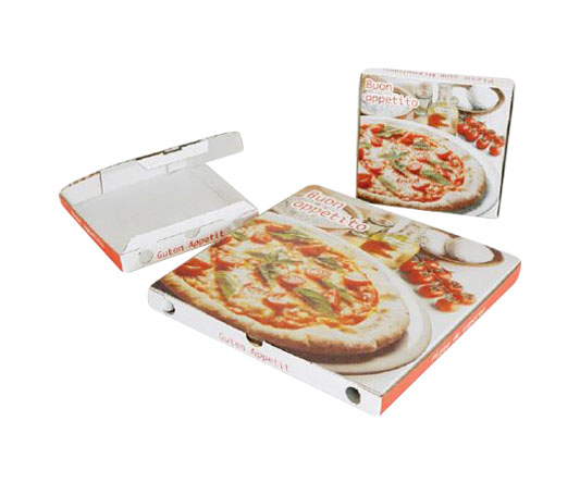 Pizza-Boxen weiß mit Standarddruck 290x290x30mm, 200Stk.