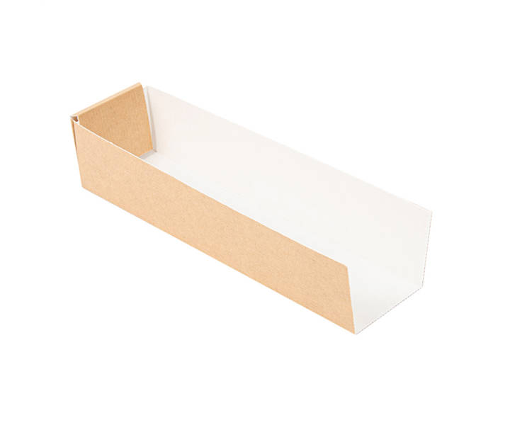 Hotdog-Tray aus Nano Wellkarton braun/innen weiß 47x182x40mm 1200 Stück