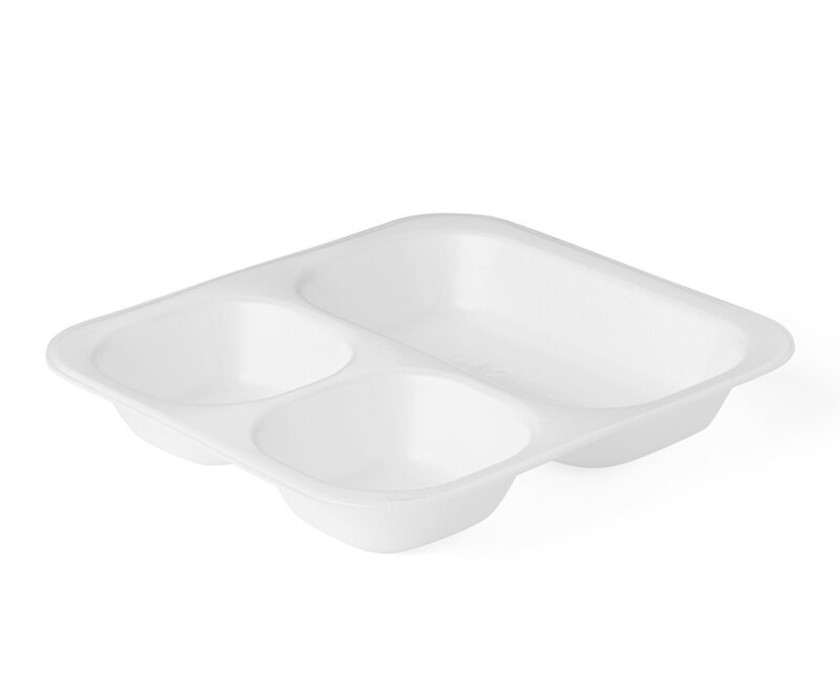 Menüschale 3-geteilt, #3603, Siegelschale aus XPP, weiß, 1150ml, 300 Stück