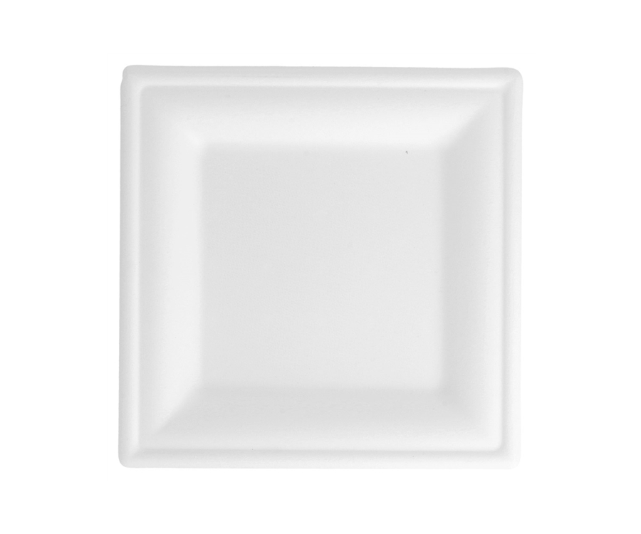 Teller Bagasse weiß quadratisch 160x160x10mm, 1000 Stück