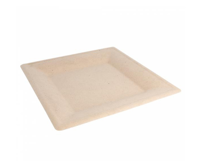 Teller Bagasse braun quadratisch 260x260x14mm, 10x50 Stück