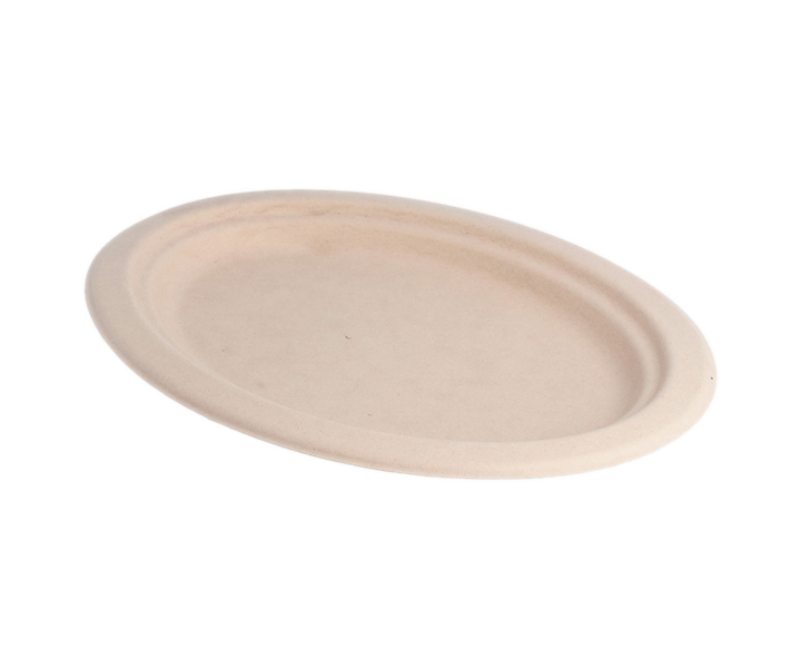 Platte Bagasse braun oval 263x199x20mm, 16x50 Stück