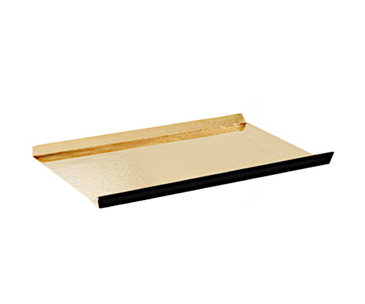 Patisserie-Unterlage Gold/Schwarz 130x45mm mit Seitenwand, 200 Stück