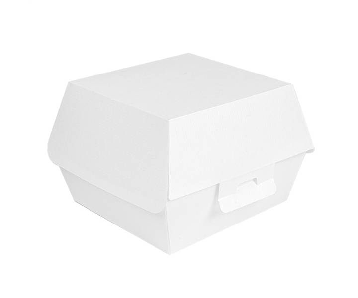 Hamburgerbox aus Nano Wellkarton weiß 140x125x90mm, 10x50 Stück