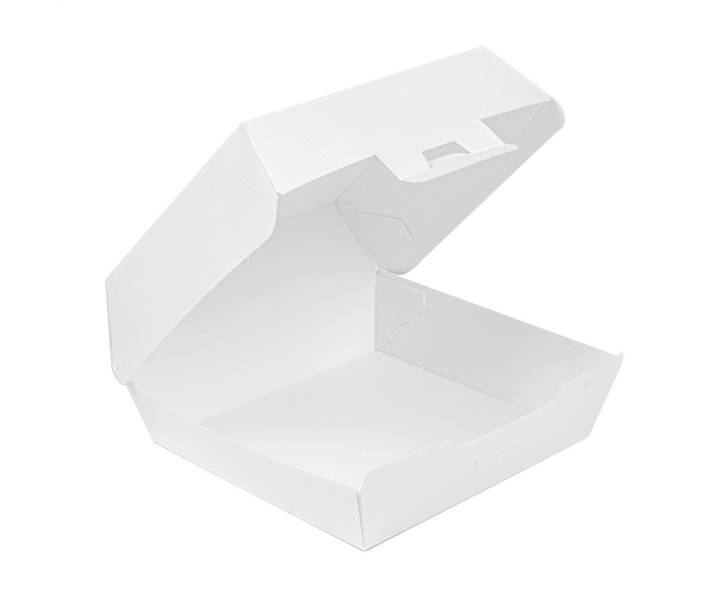 Hamburgerbox aus Nano Wellkarton weiß 150x150x75mm, 6x50 Stück