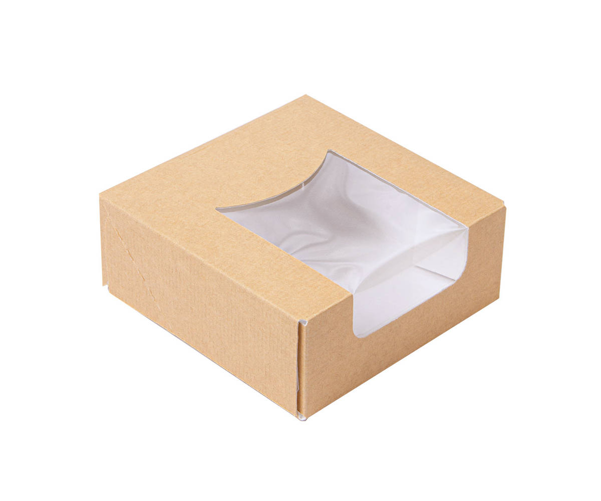 Sushibox a.Nano Wellkarton m.OPP-Sichtfenster braun/innen weiß 10x10x4cm 400 Stk